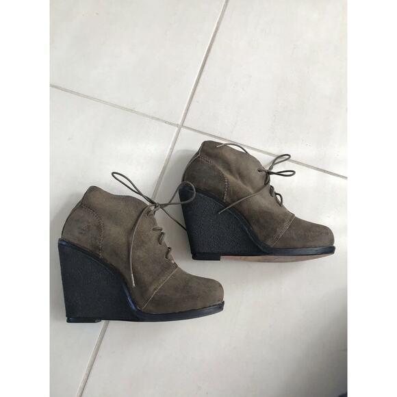 Rag & Bone Odval Suede Lace Up Platform Wedge Booties Olive - Picture 3 of 12